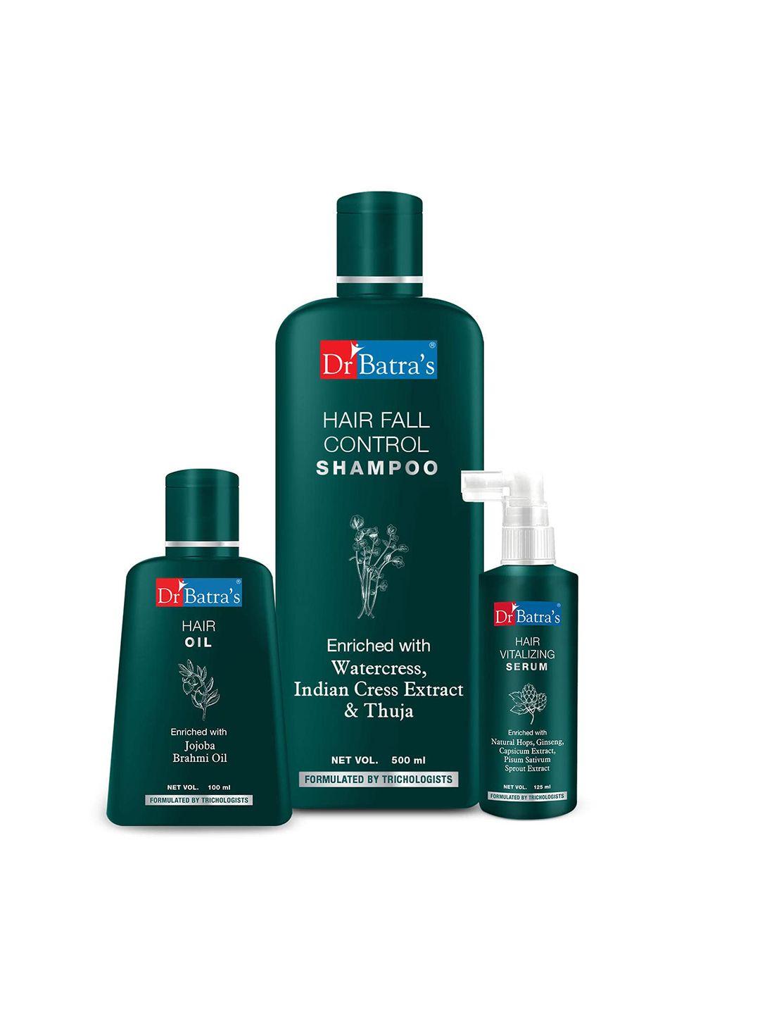 dr. batras hair vitalizing serum 125ml + hair fall control shampoo 500ml + hair oil 100ml