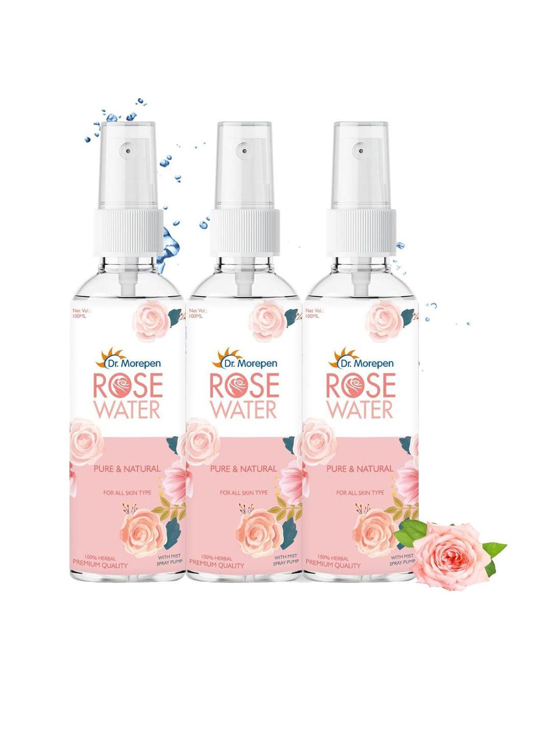 dr. morepen set of 3 pure & natural rose water face toner for all skin types - 100 ml each