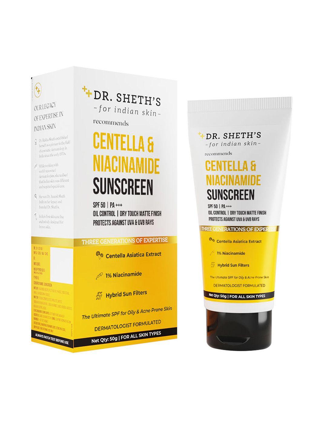dr. sheths centella & niacinamide spf50 sunscreen for oil & acne control - 50g