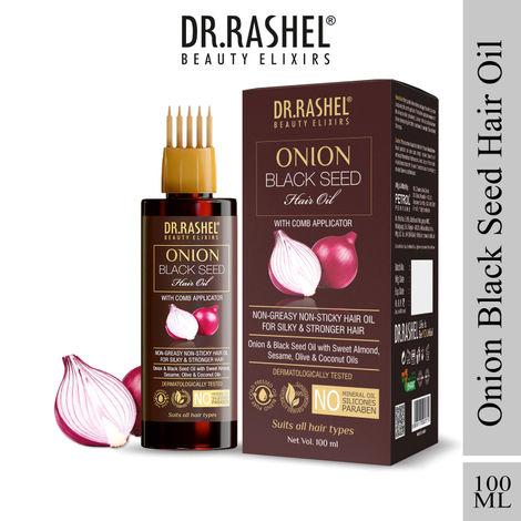 dr.rashel onion black seed hair oil for silky & stronger hair (100ml)