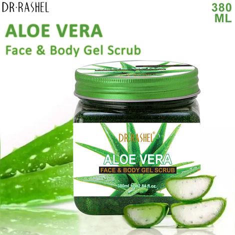 dr.rashel moisturizing aloe vera face and body gel scrub for all skin types (380 ml)