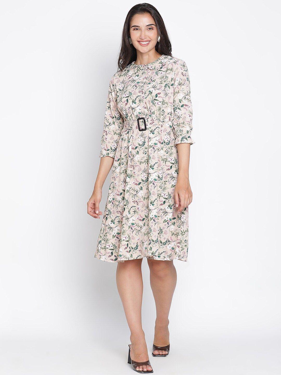 draax fashions floral printed fit & flare dress
