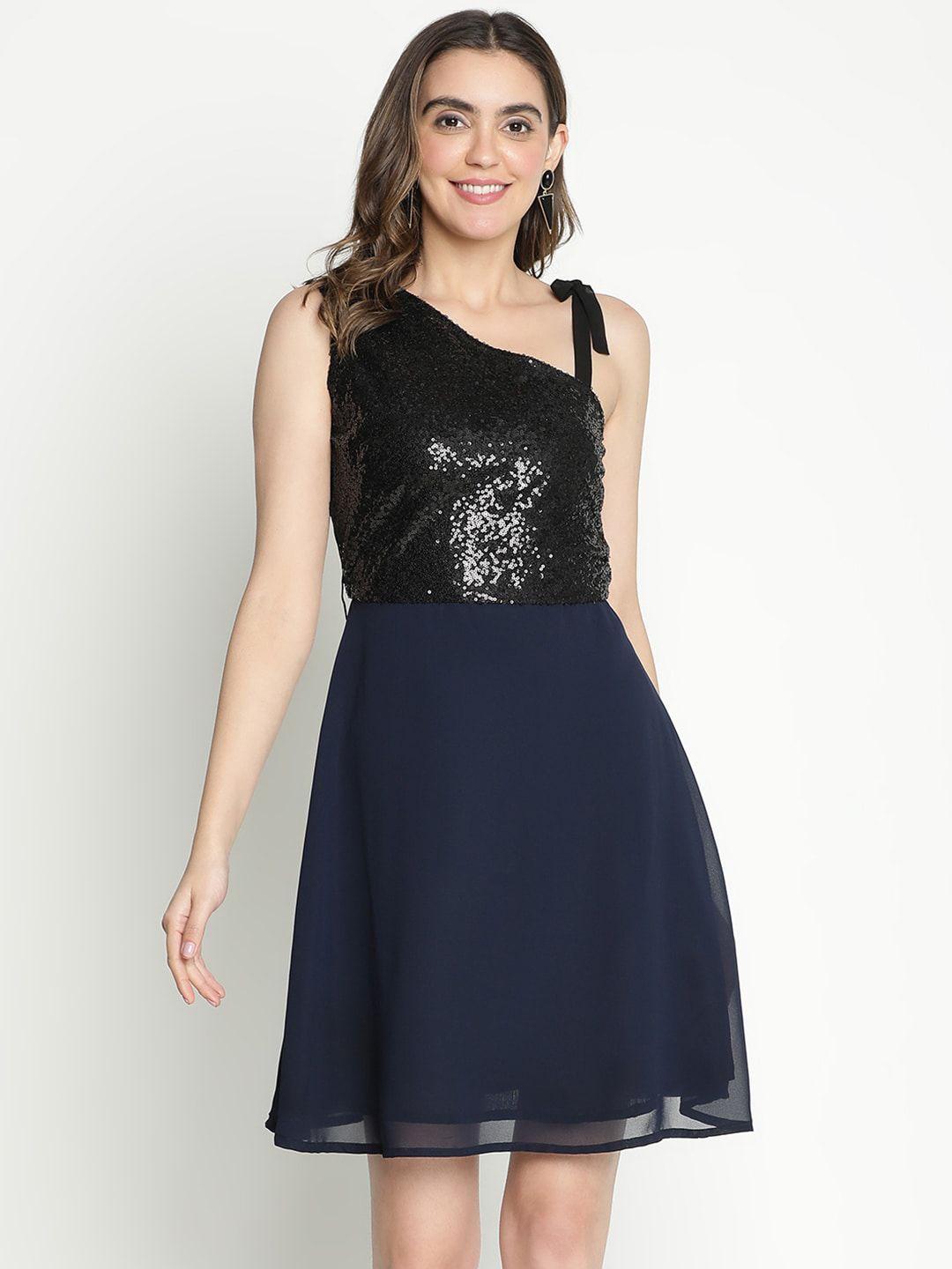 draax fashions embellished crepe a-line dress