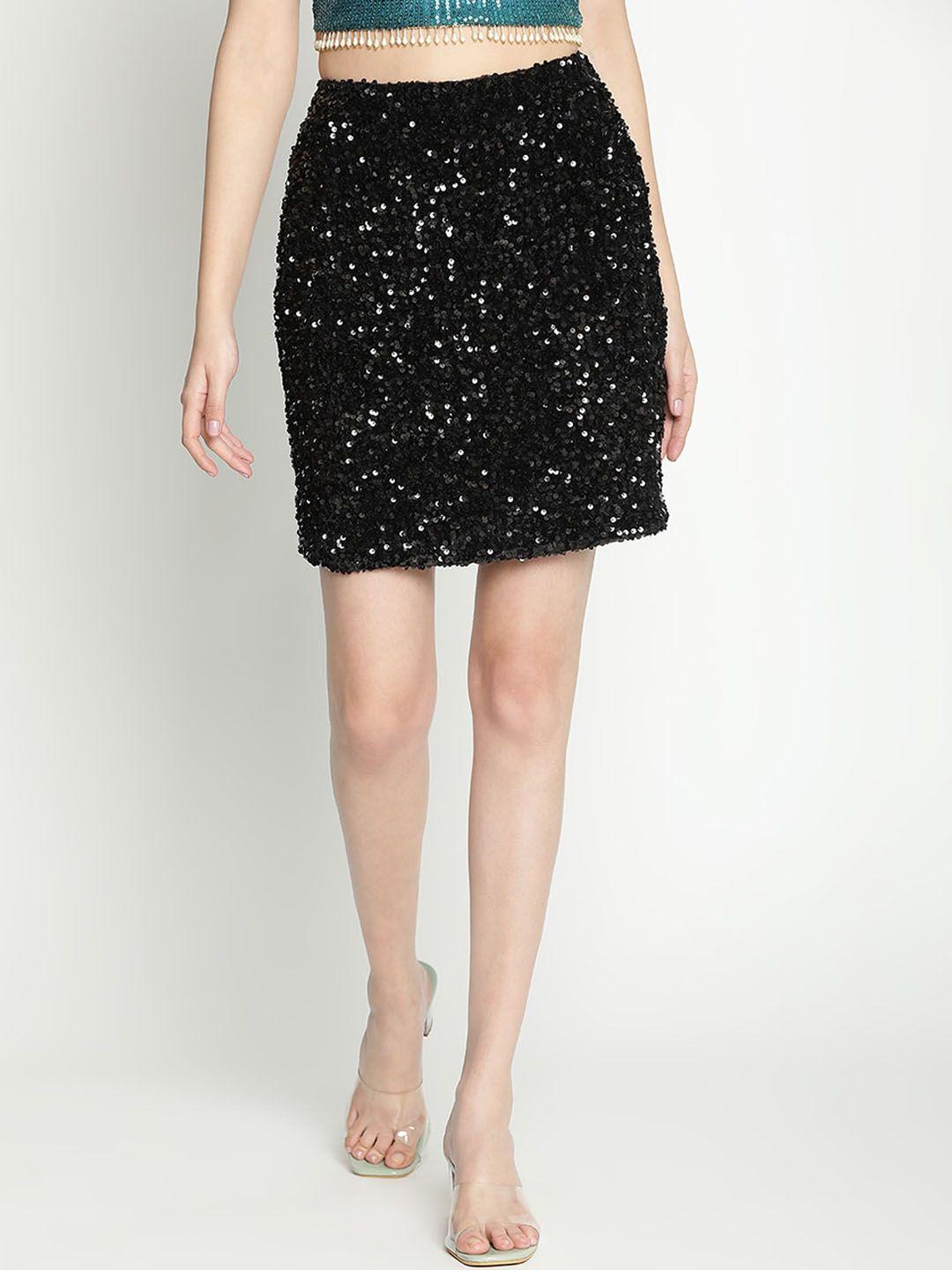 draax fashions sequin embellished a-line mini skirt