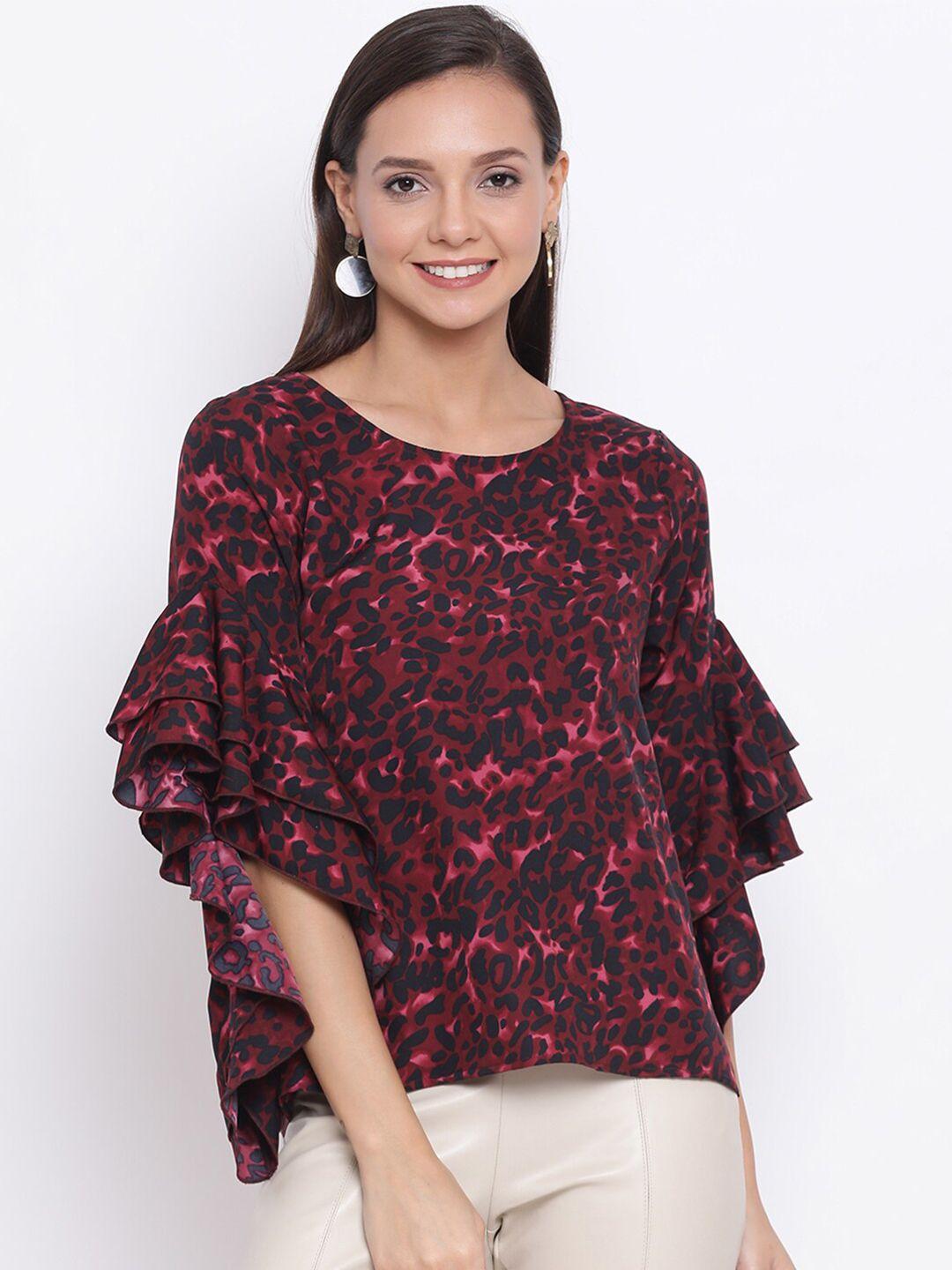 draax fashions women purple & black printed top