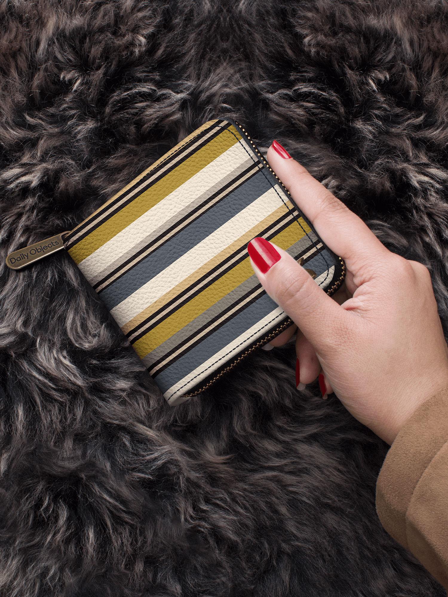 drab pin stripes zip wallet