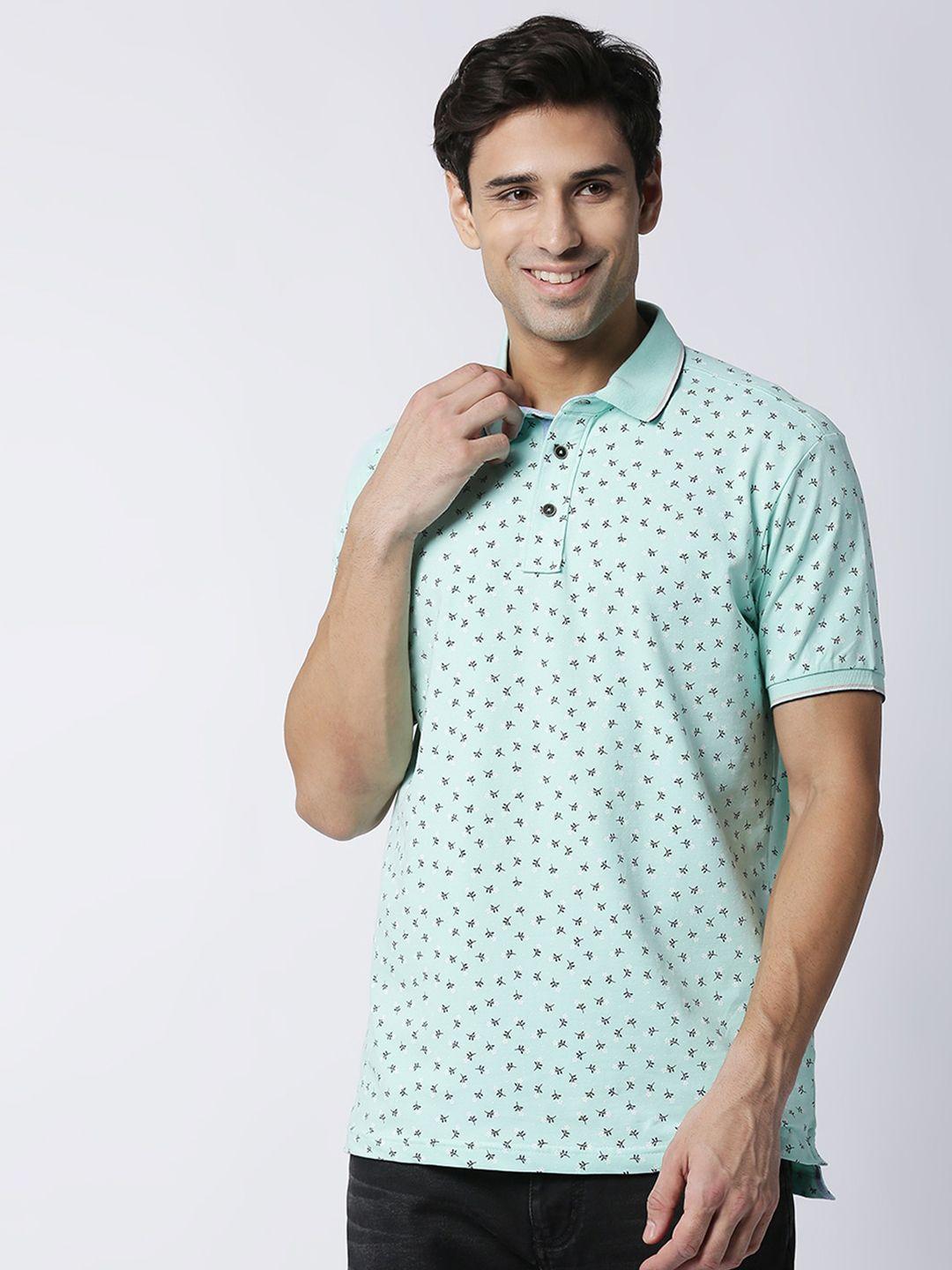 dragon hill floral printed polo collar cotton slim fit t-shirt