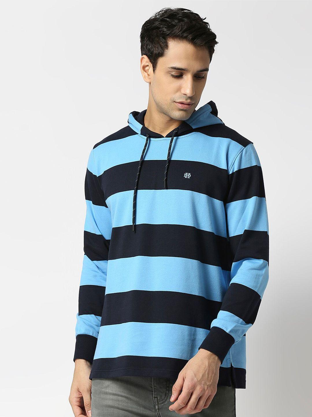 dragon hill hooded neck striped fleece sweatshirt