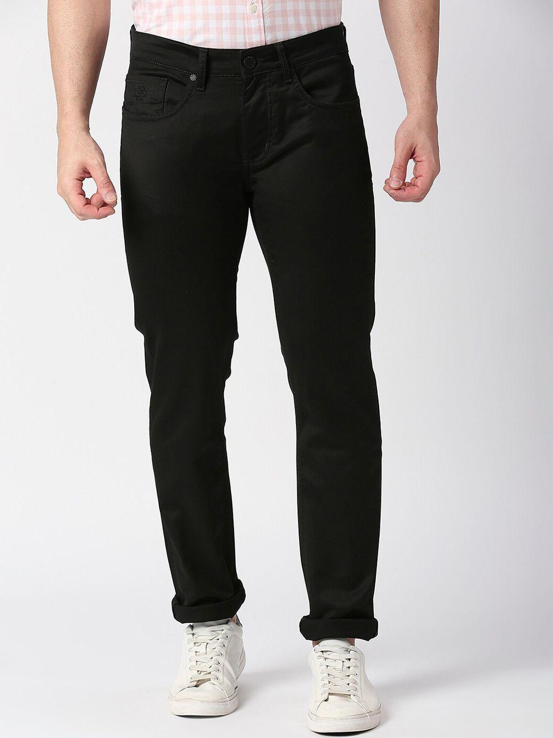 dragon hill men black slim fit low-rise jeans