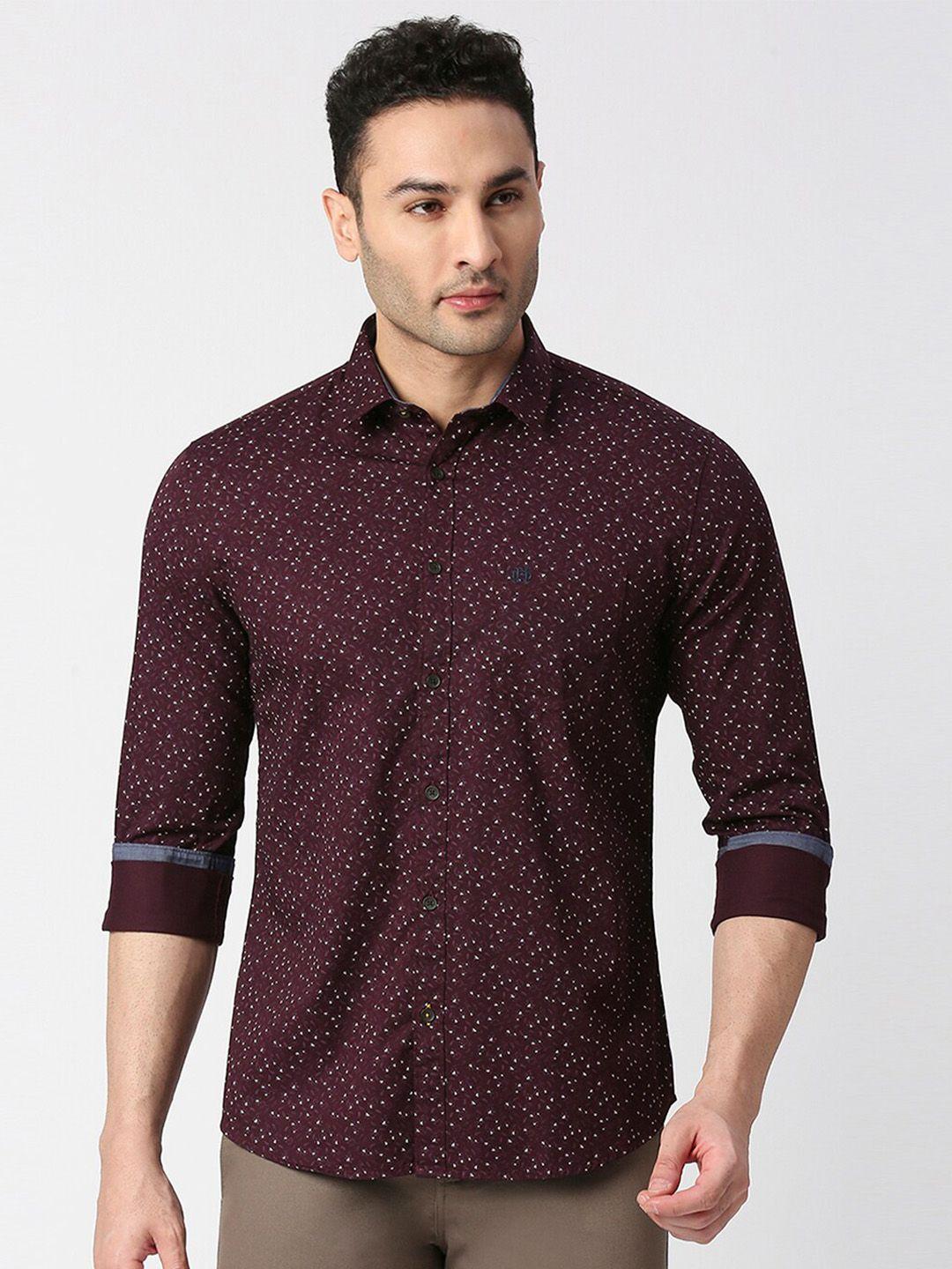 dragon hill slim fit floral printed spread collar cotton casual shirt