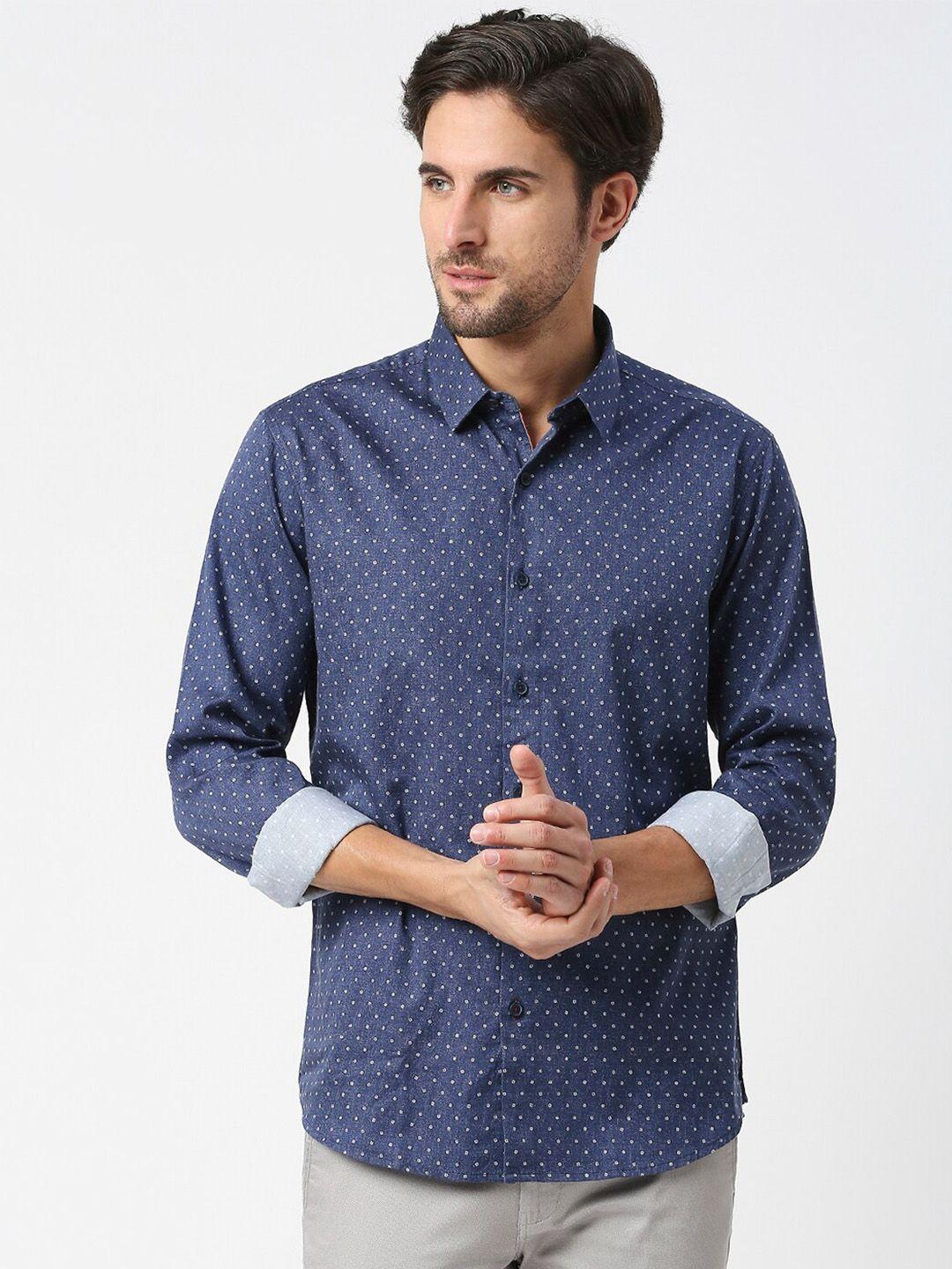 dragon hill slim fit geometric printed cotton satin casual shirt