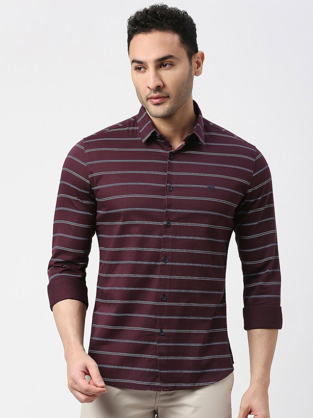 dragon hill slim fit horizontal striped casual shirt