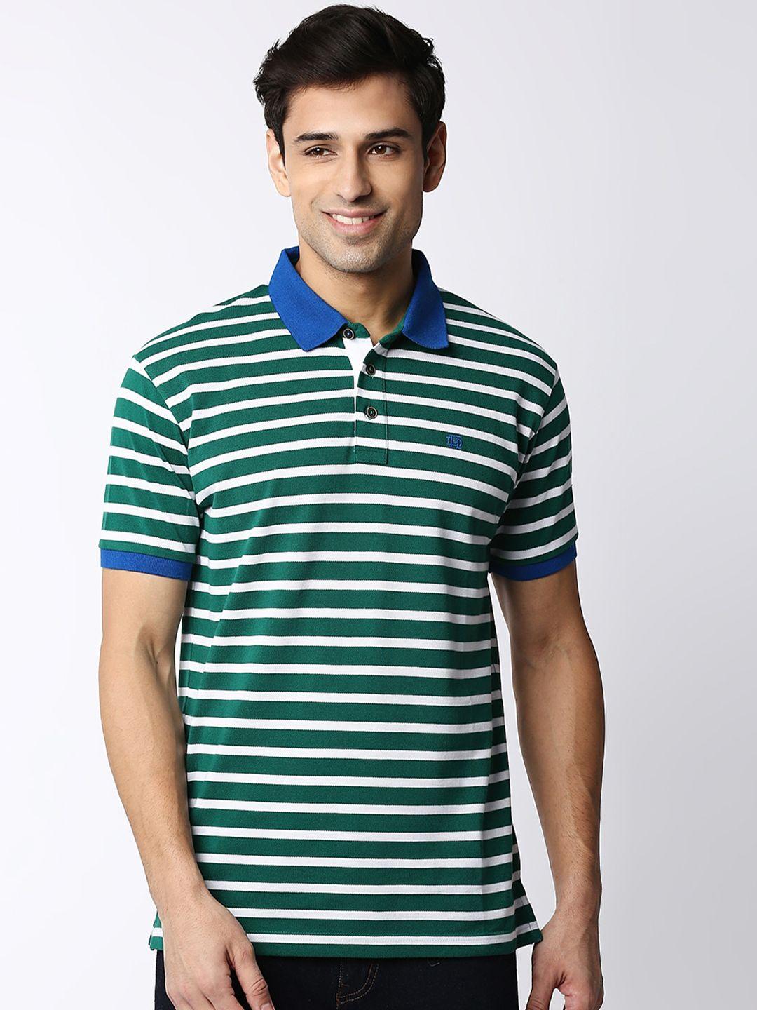 dragon hill striped polo collar cotton slim fit t-shirt