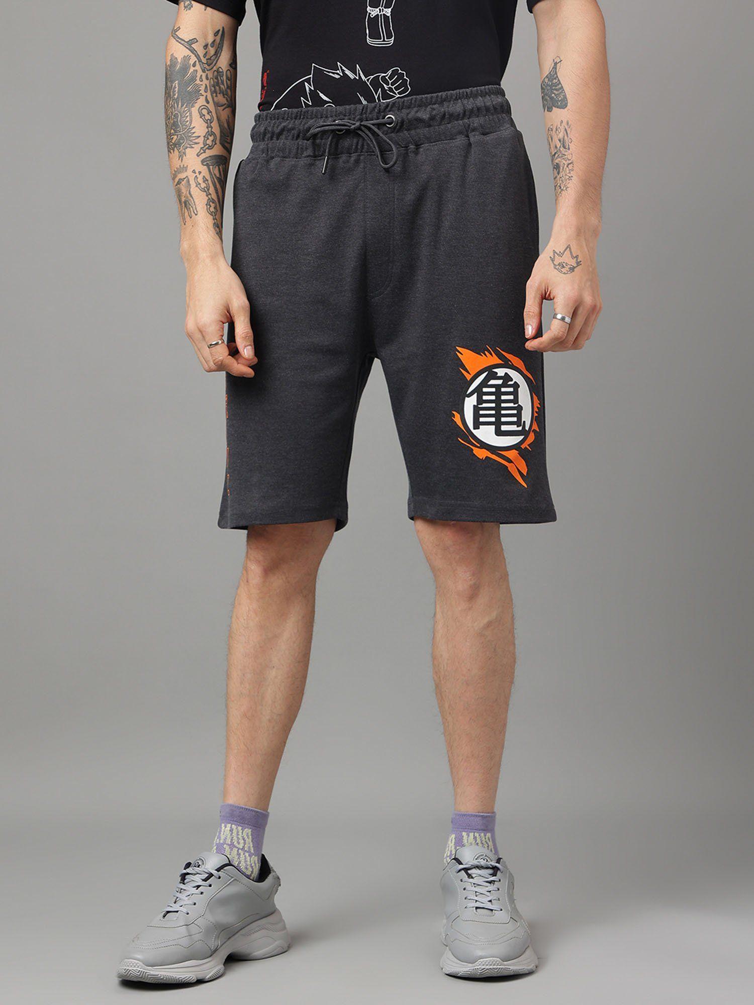 dragon ball z printed grey shorts