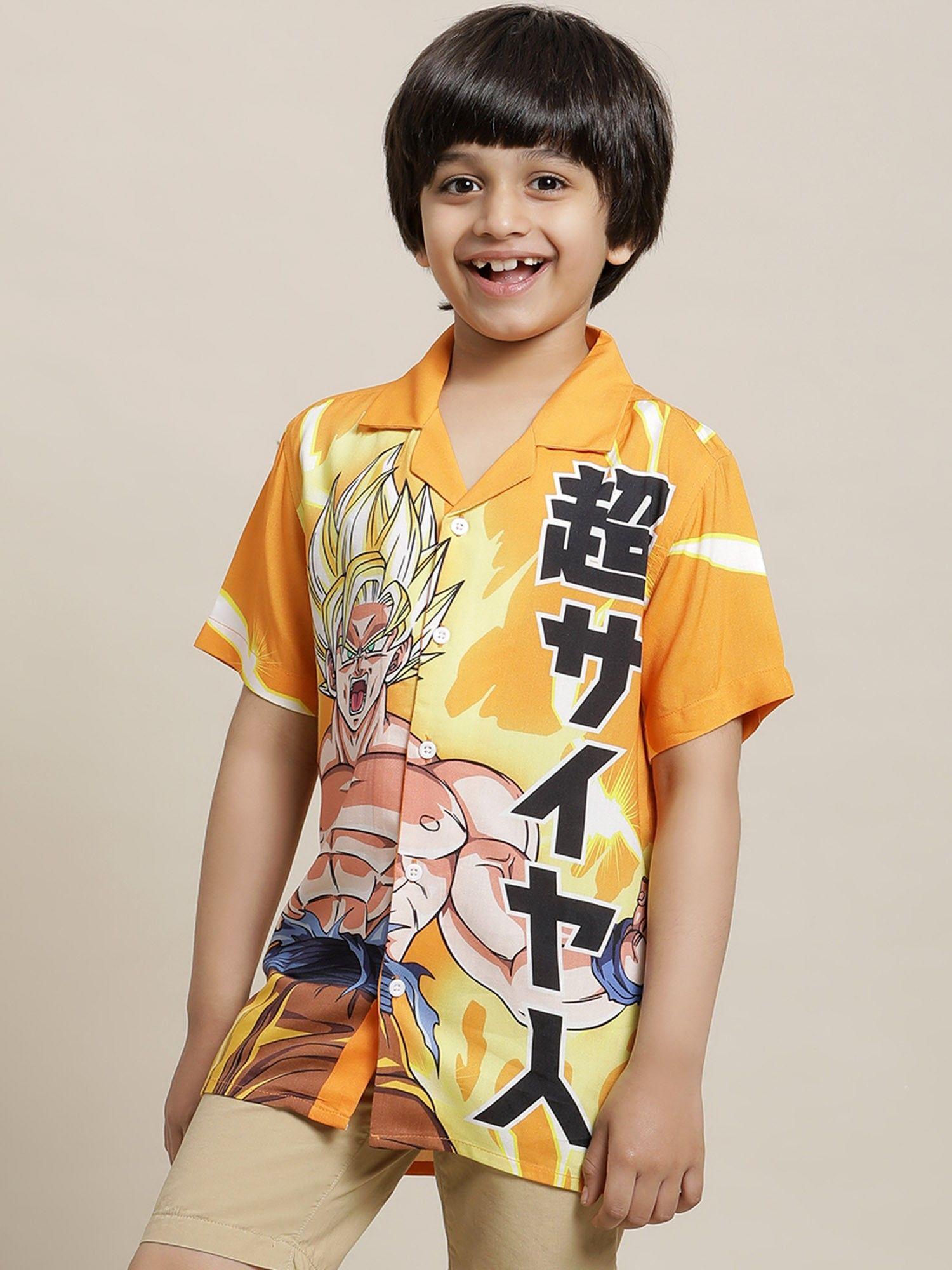 dragon ball z printed orange shirt for boys