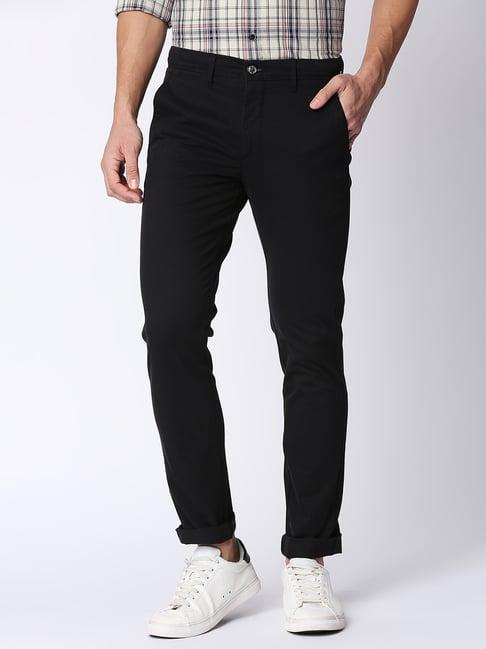 dragon hill black slim fit flat front trousers