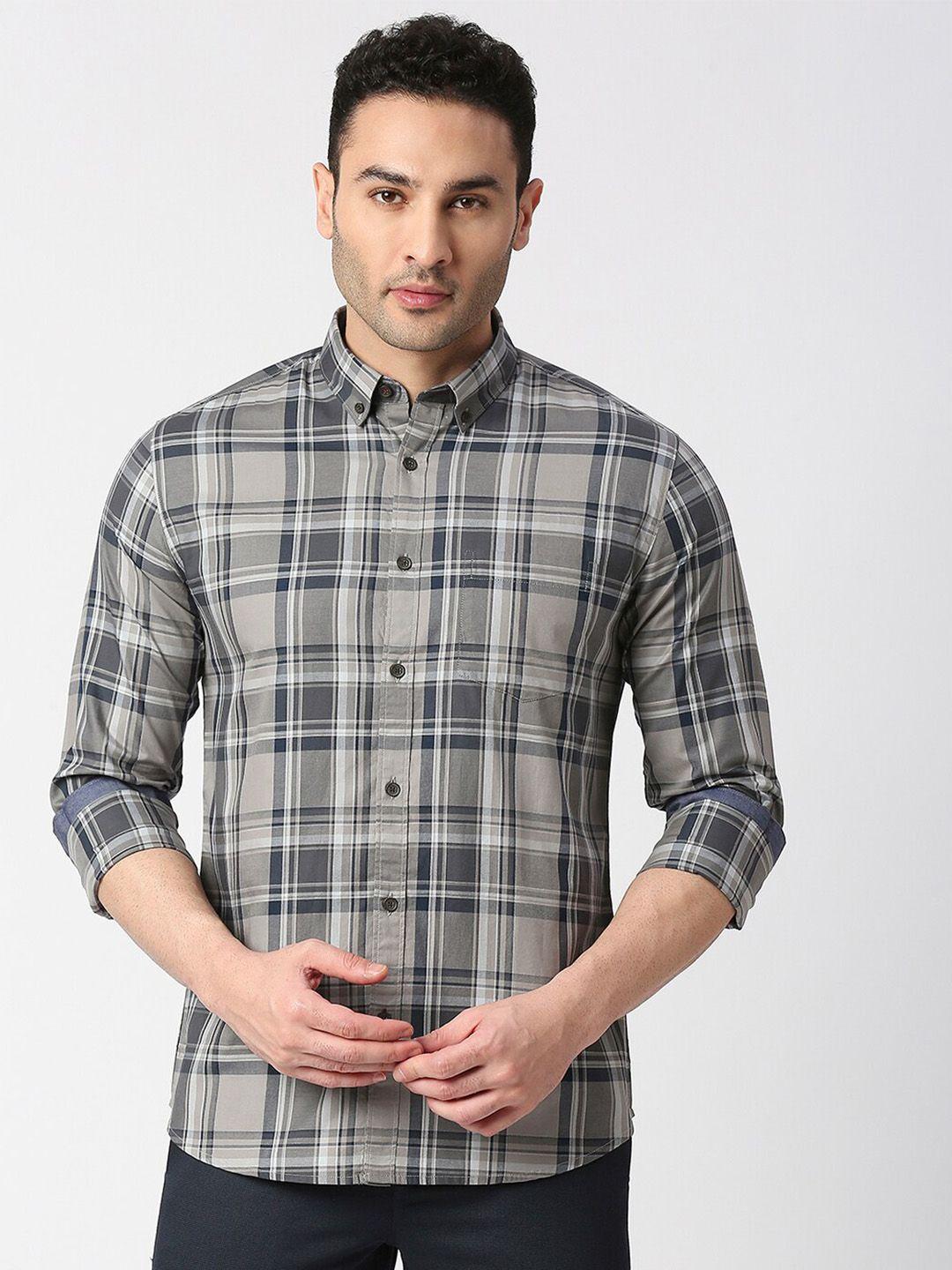 dragon hill button down collar slim fit checked cotton casual shirt