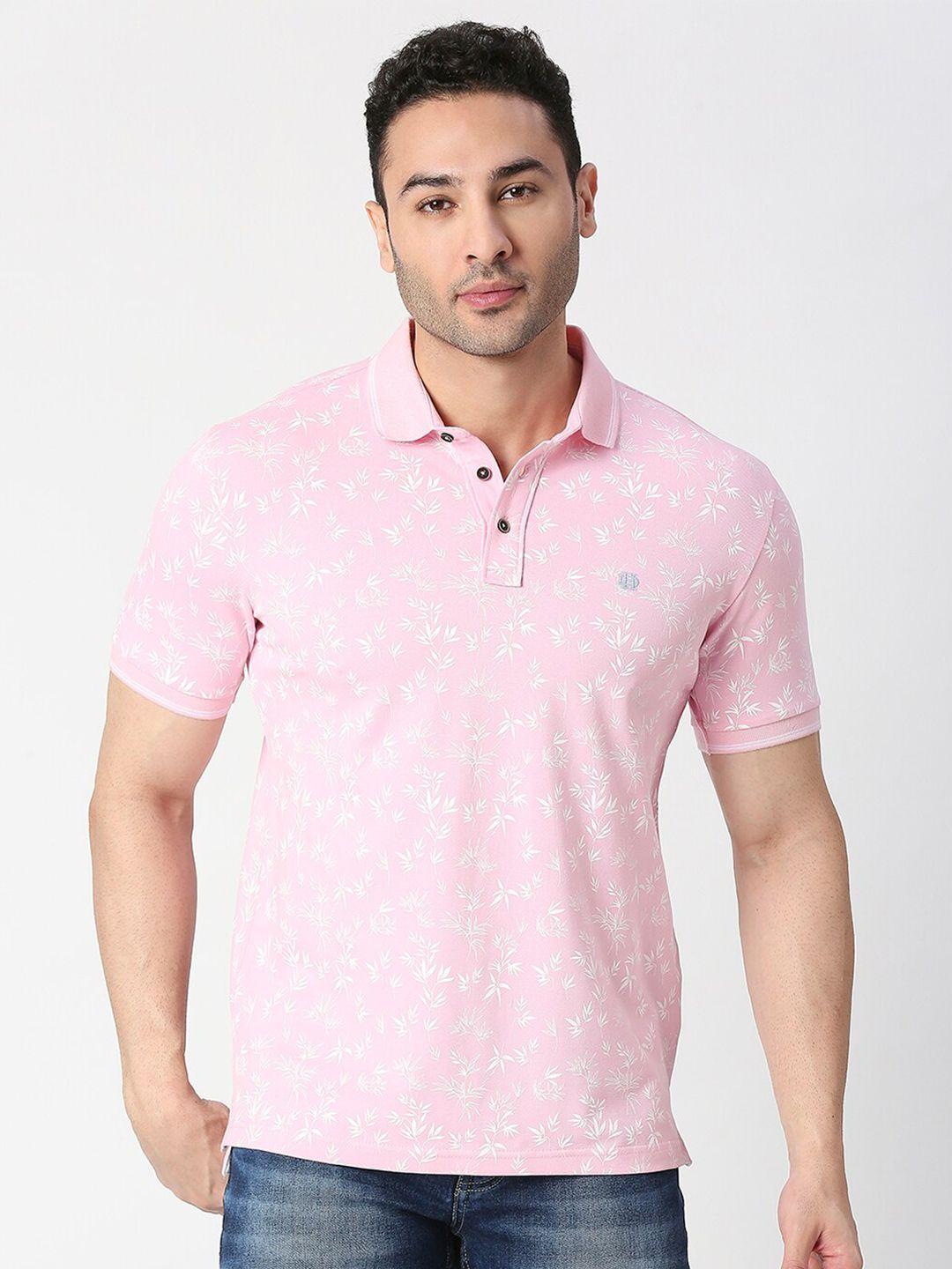 dragon hill floral printed polo collar slim fit t-shirt