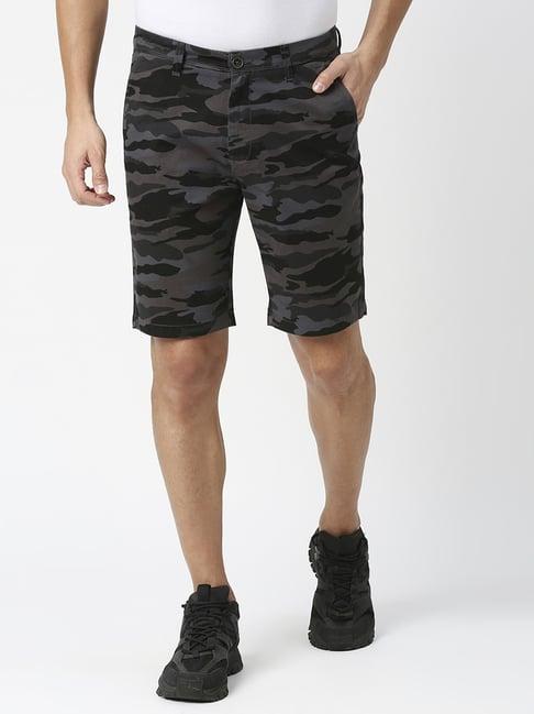 dragon hill grey slim fit camouflage shorts