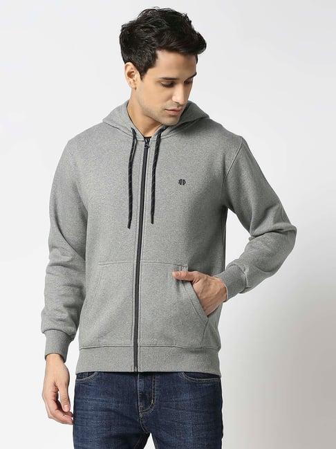 dragon hill grey slim fit hooded sweatshirt