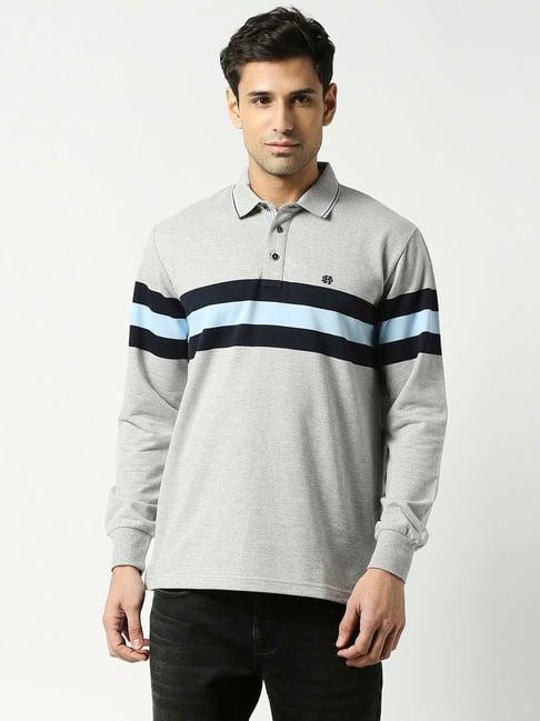 dragon hill grey slim fit striped polo t-shirt