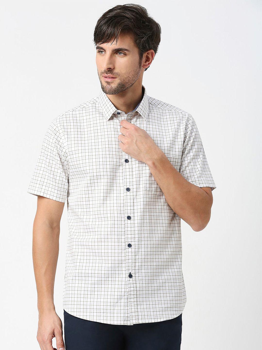 dragon hill grid tattersall checked cotton casual shirt