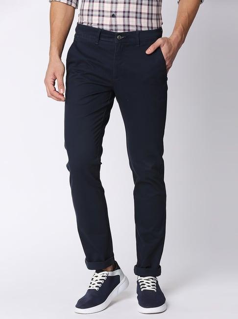 dragon hill navy slim fit flat front trousers