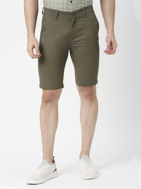 dragon hill olive green slim fit shorts