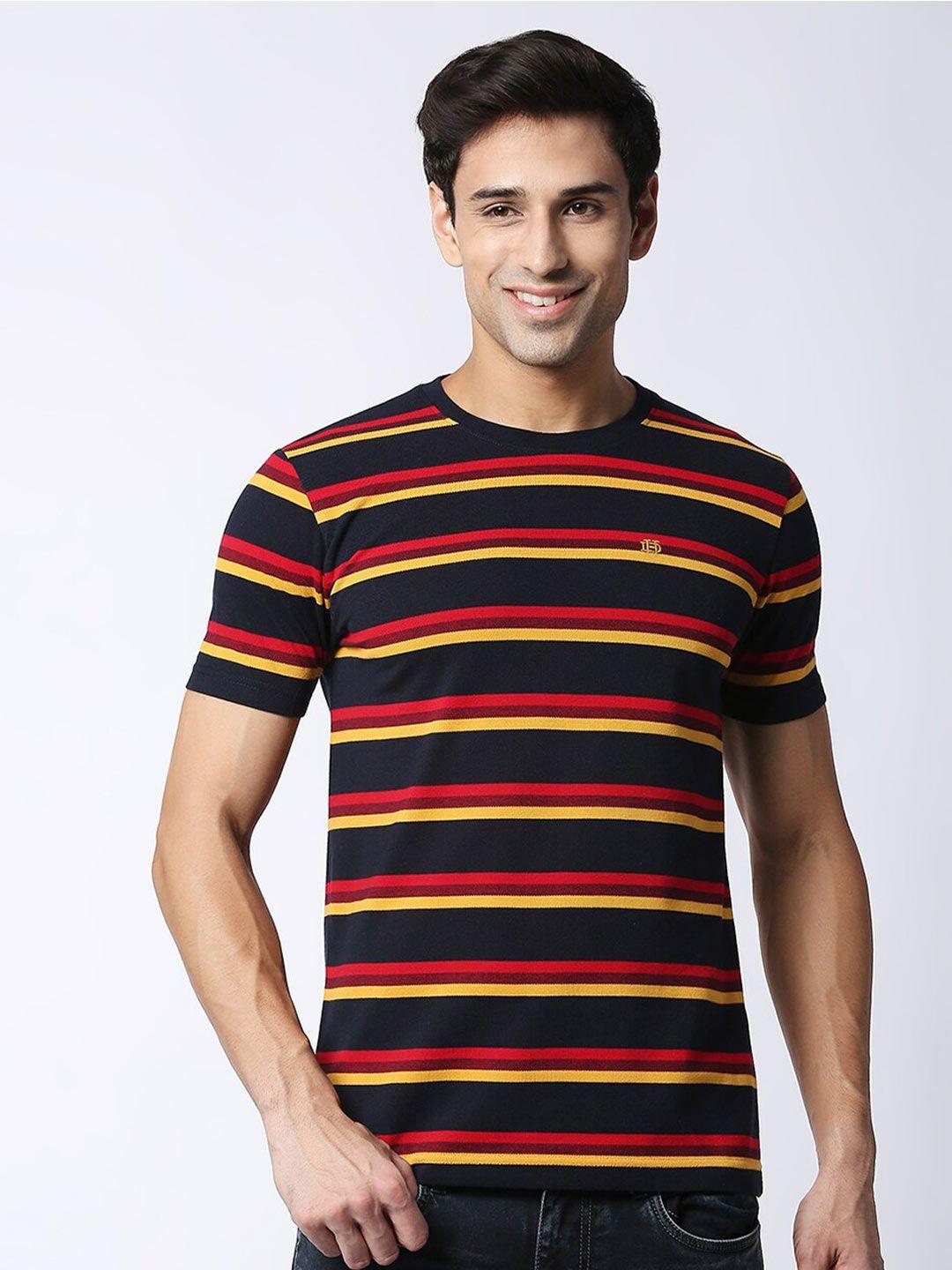 dragon hill pique striped round neck cotton slim fit t-shirt