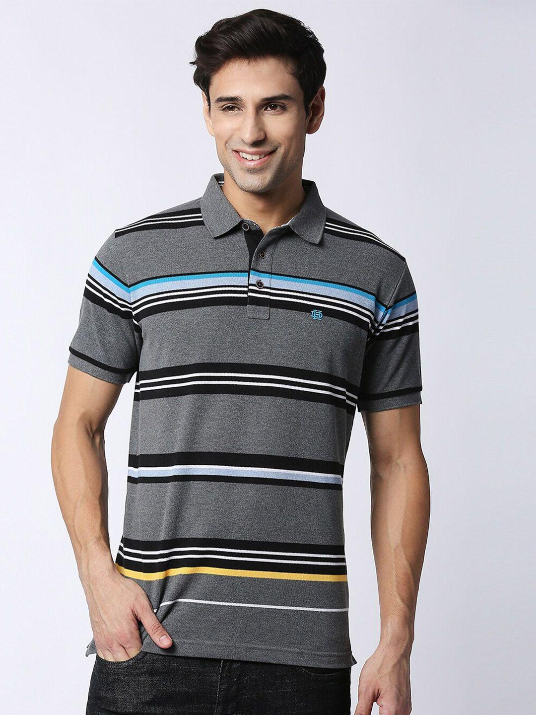 dragon hill polo collar striped slim fit cotton t-shirt