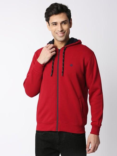 dragon hill red full sleeves hooded sweatshirt