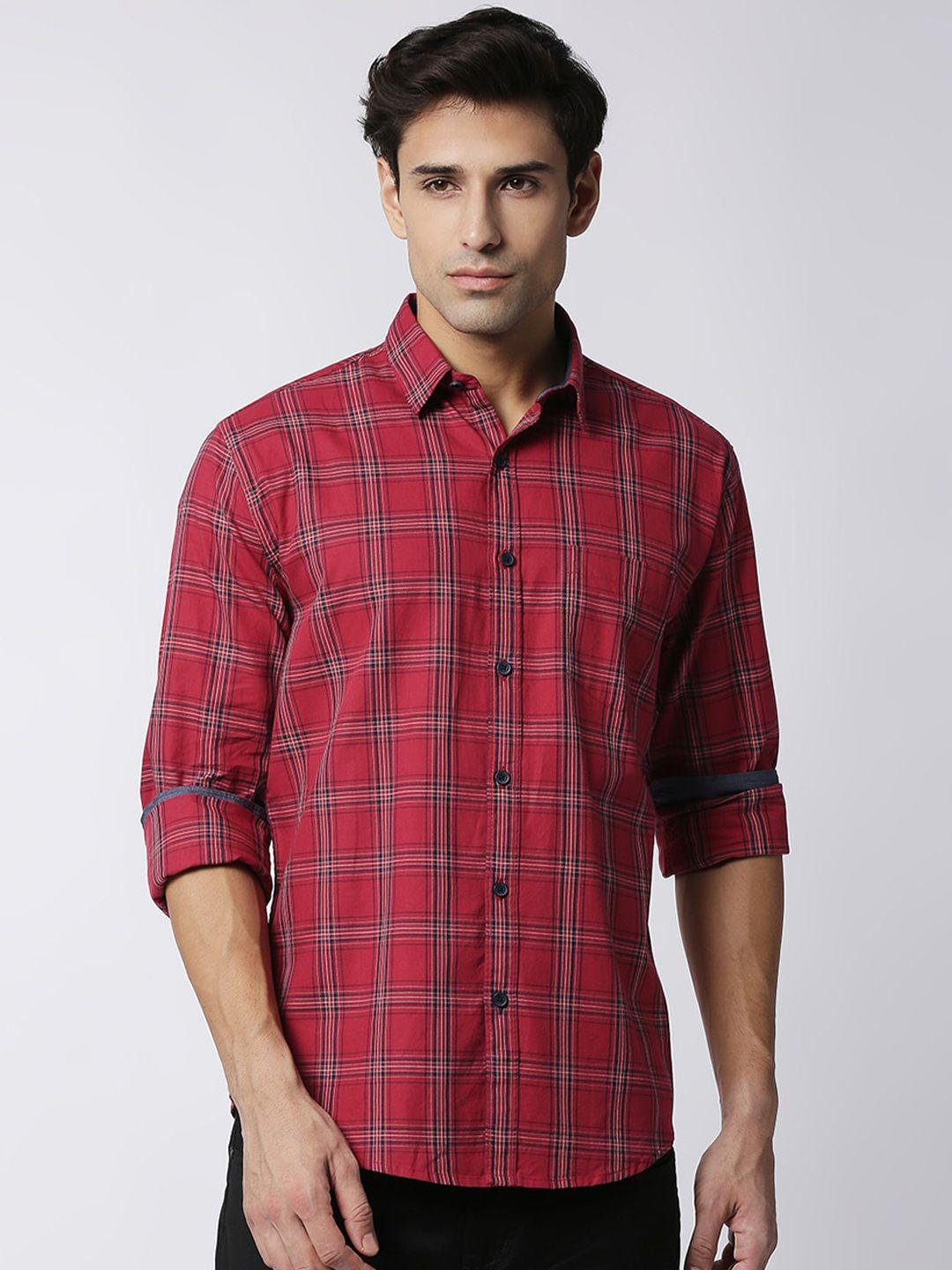 dragon hill slim fit checked twill casual cotton shirt