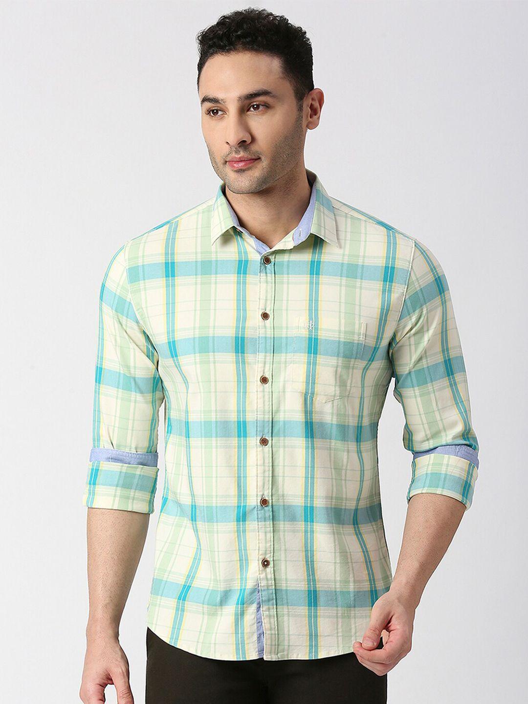 dragon hill slim fit checked twill cotton casual shirt