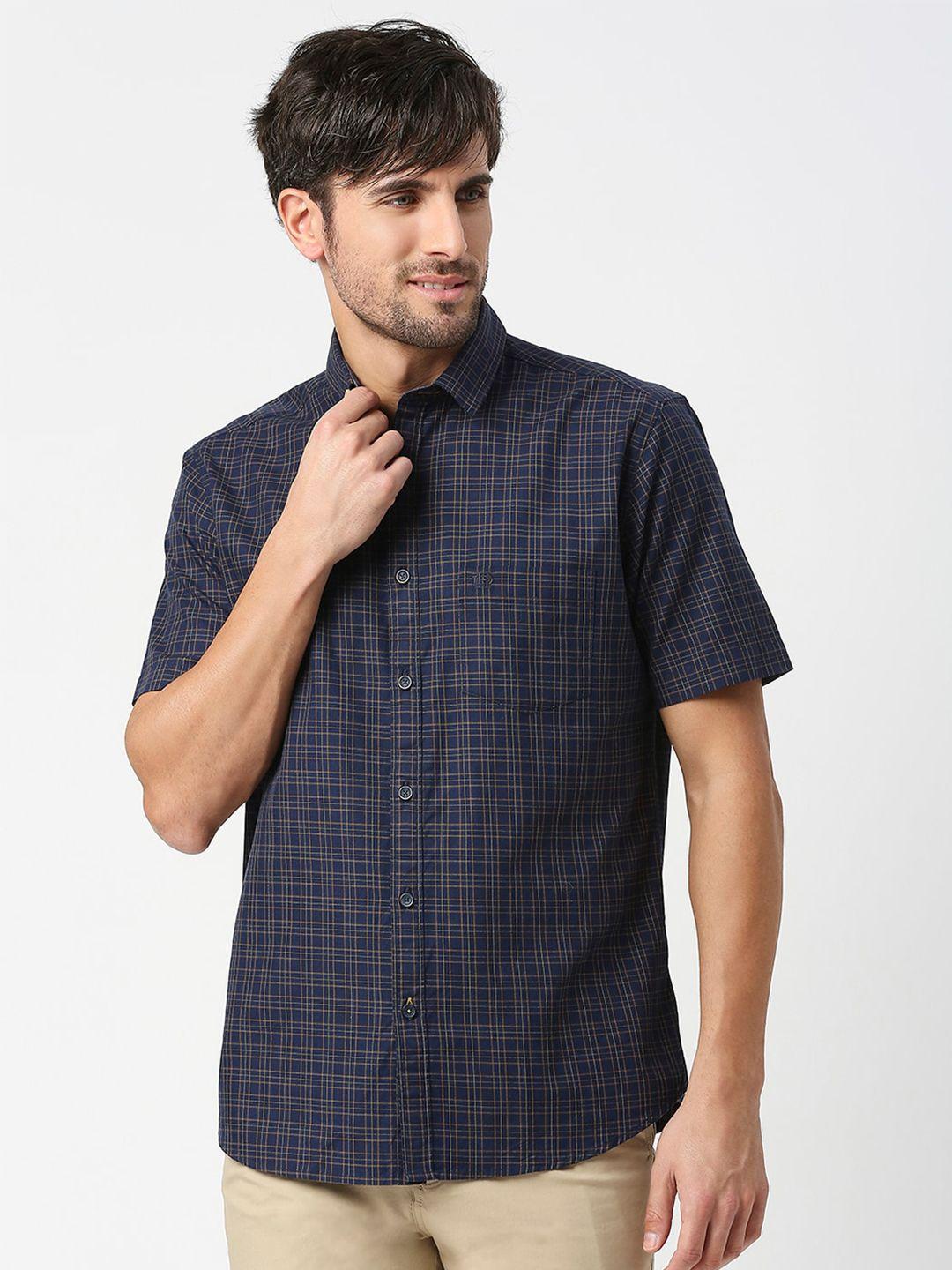 dragon hill slim fit grid tattersall checks opaque checked cotton casual shirt