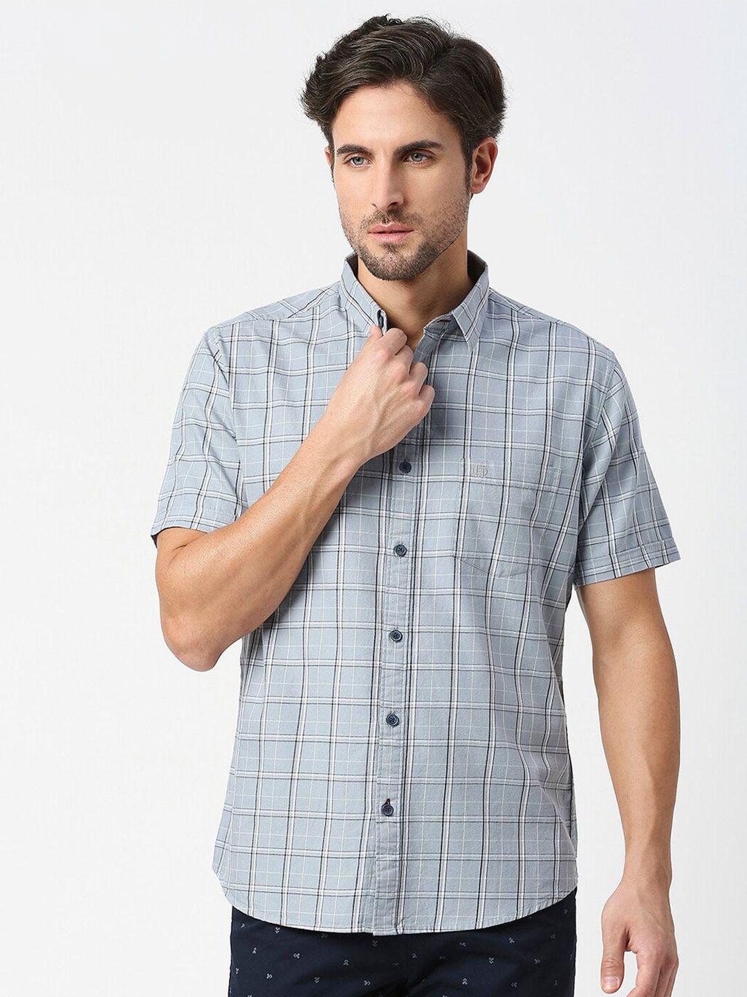 dragon hill slim fit opaque checked cotton casual shirt
