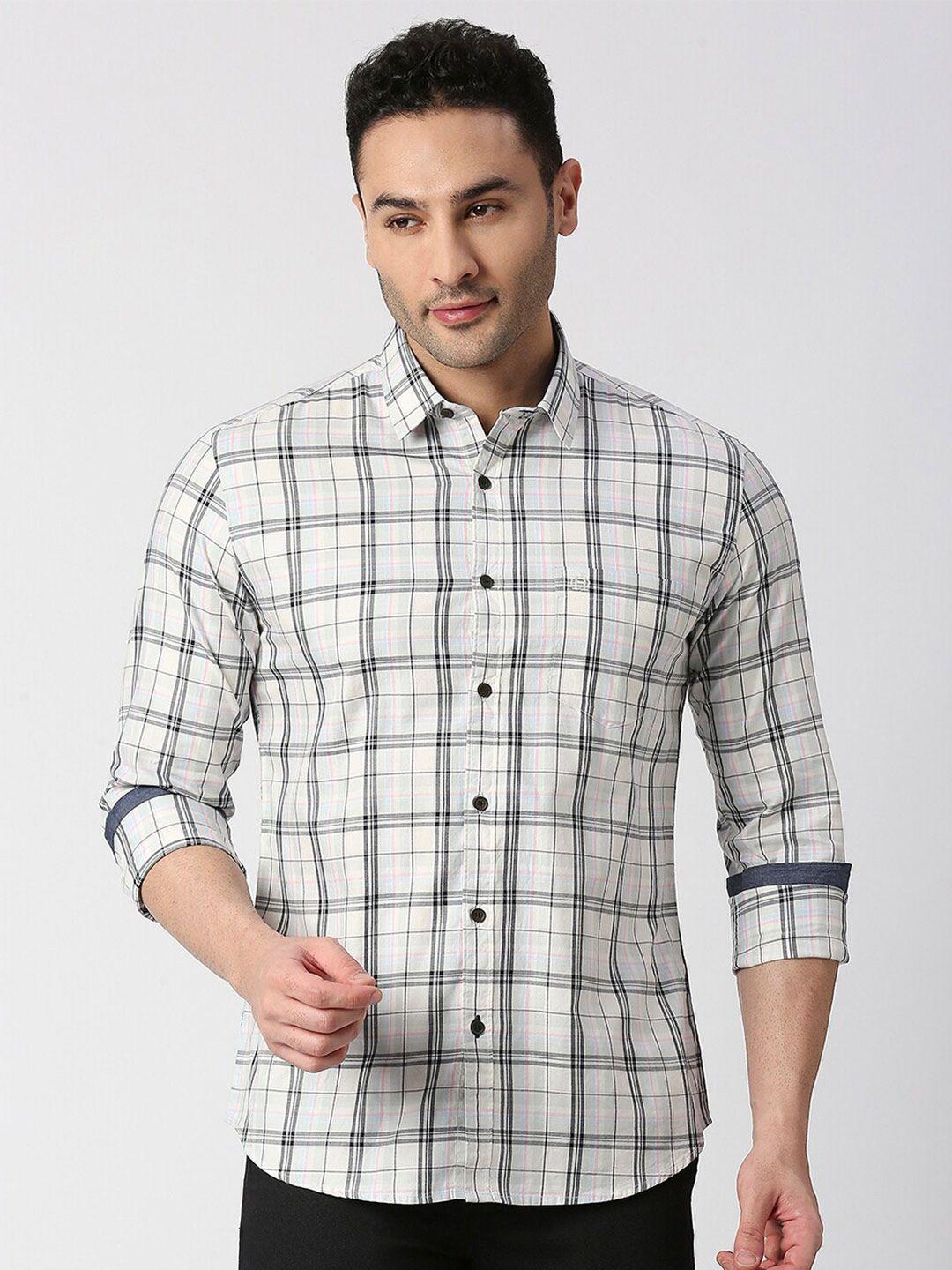 dragon hill slim fit tartan checks cotton casual shirt