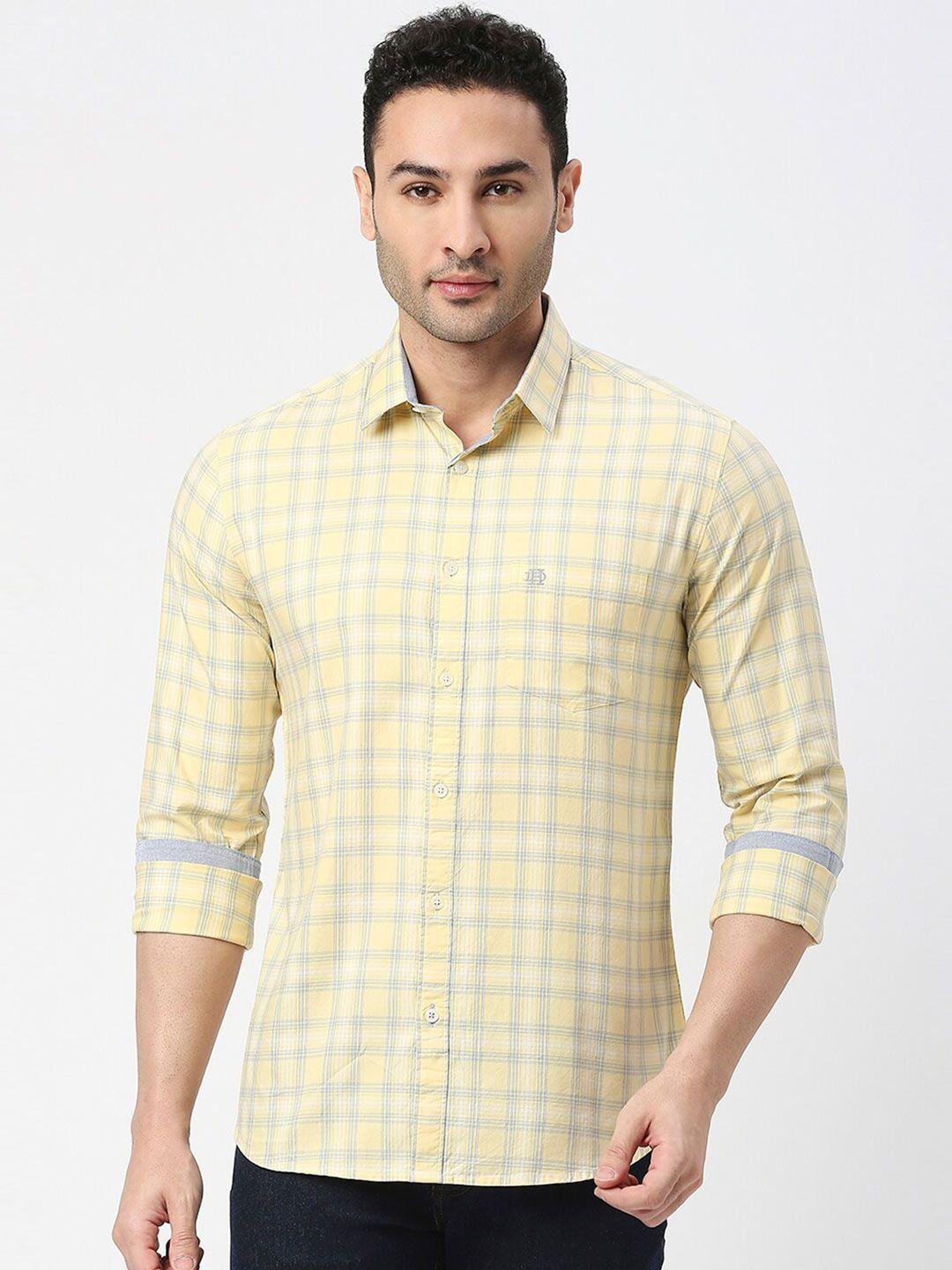 dragon hill slim fit twill checked cotton casual shirt