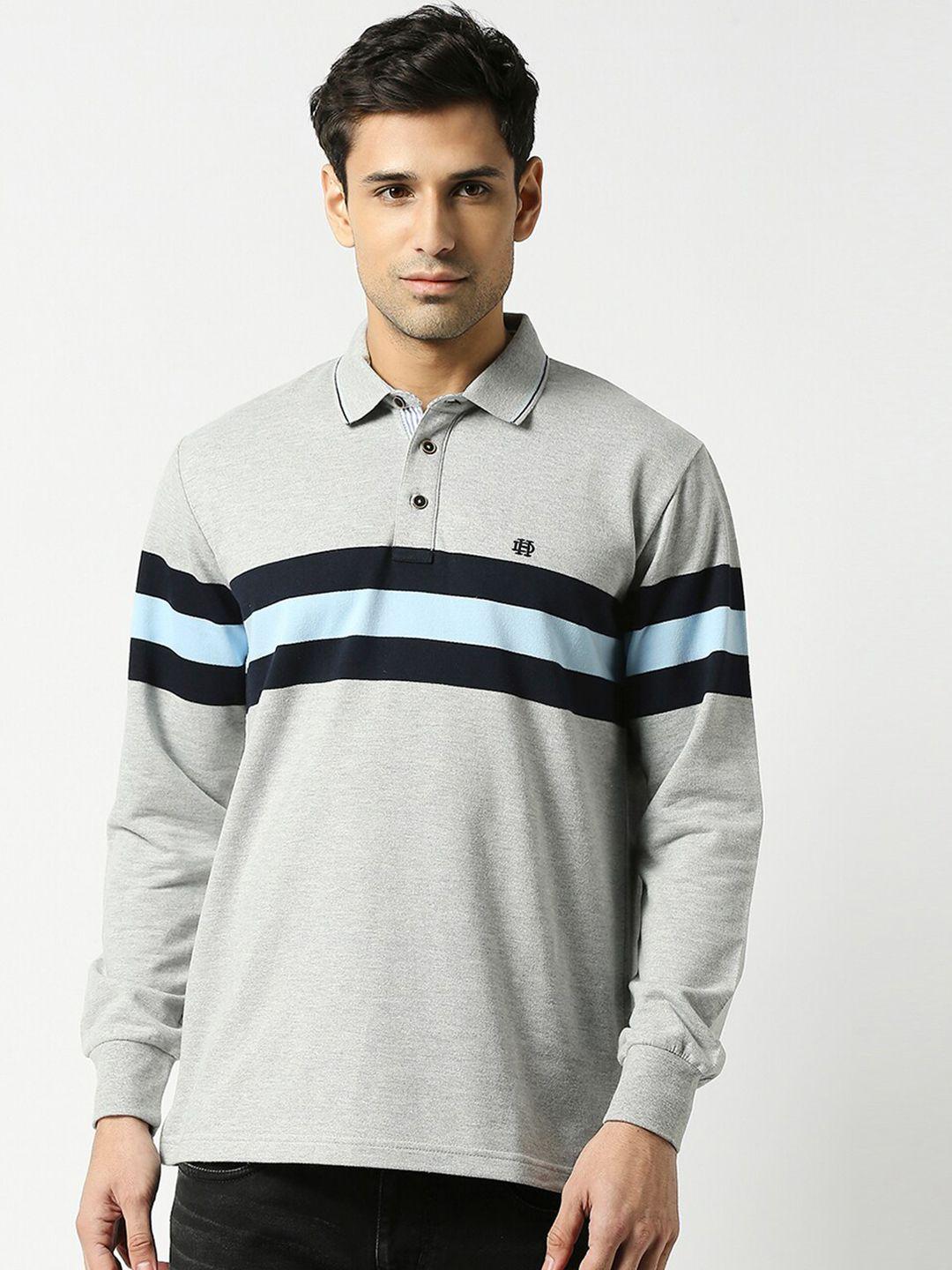 dragon hill striped long sleeve cotton slim fit polo t-shirt