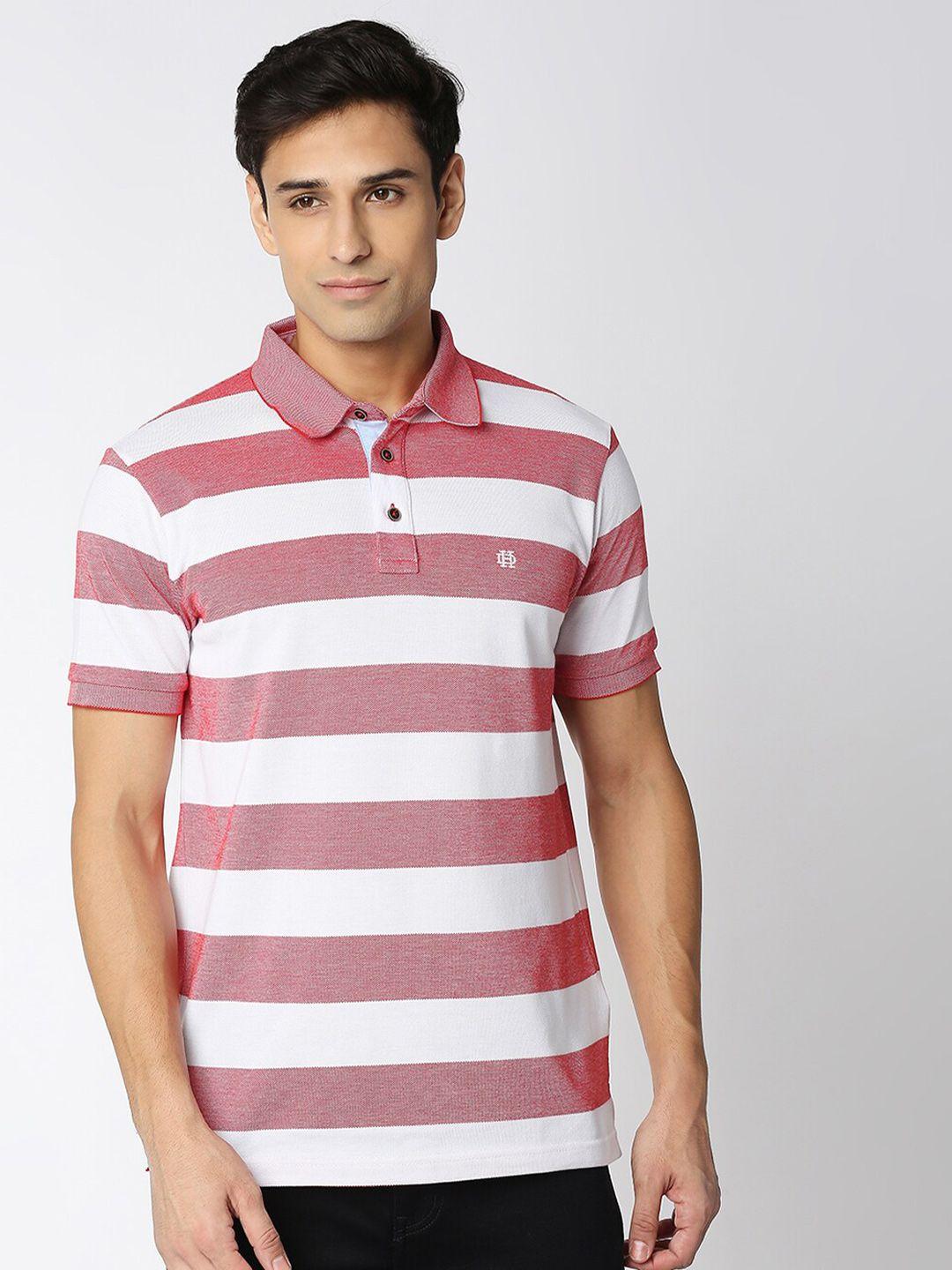 dragon hill striped polo collar cotton slim fit t-shirt