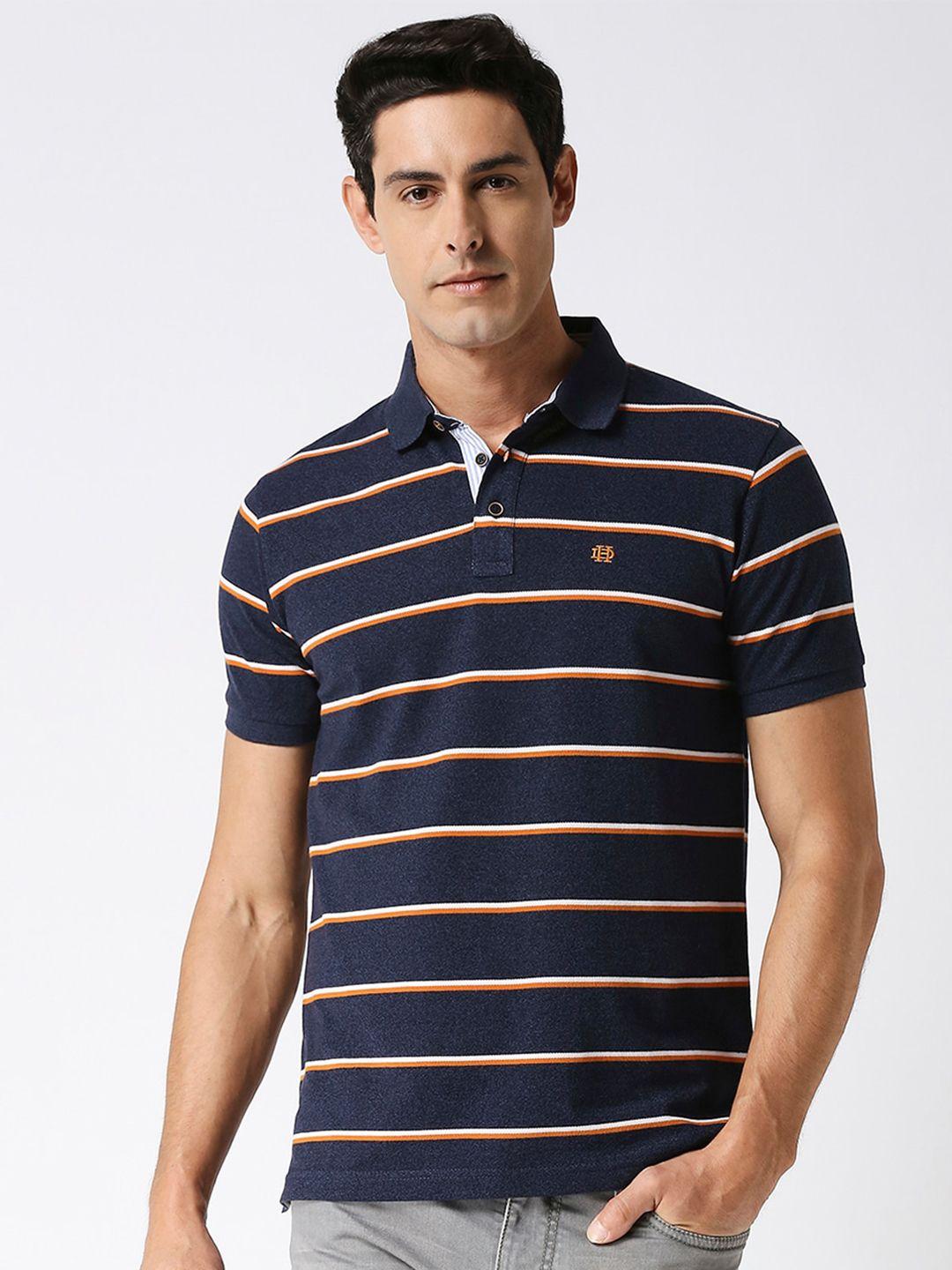 dragon hill striped polo collar cotton slim fit t-shirt