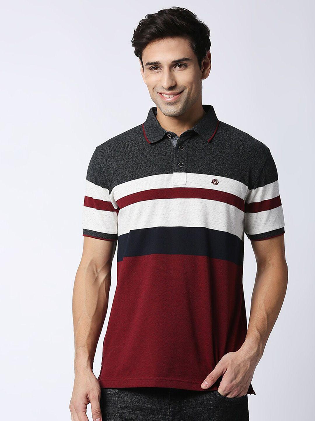 dragon hill striped polo collar short sleeves slim fit cotton t-shirt