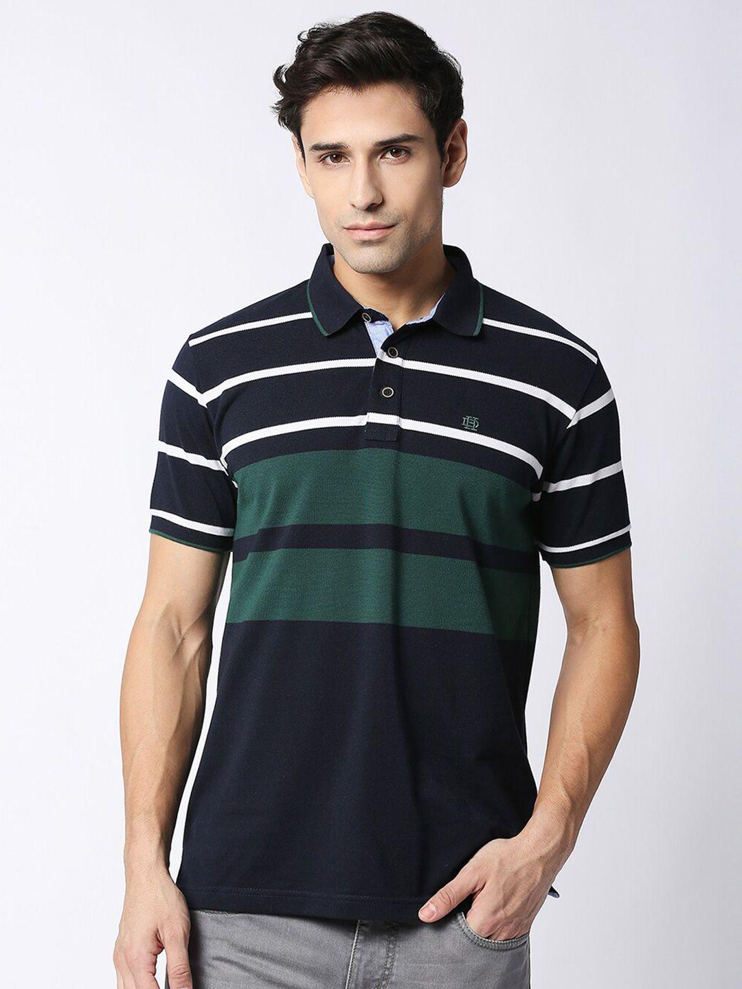 dragon hill striped polo collar short sleeves slim fit cotton t-shirt