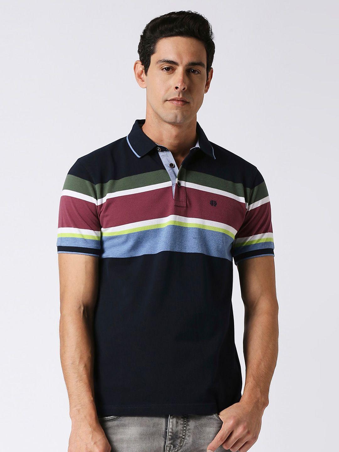 dragon hill striped polo collar slim fit casual cotton t-shirt