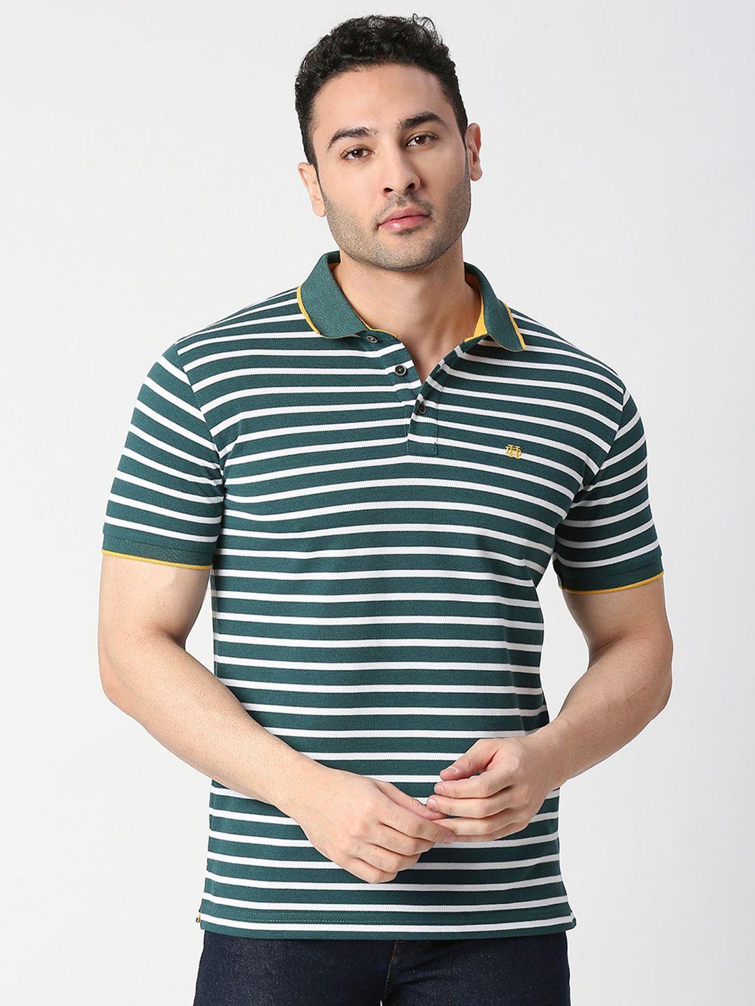 dragon hill striped polo collar slim fit cotton t-shirt