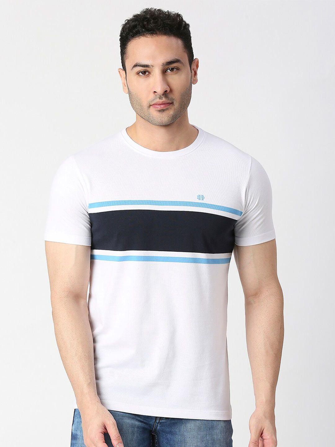 dragon hill striped round neck cotton slim fit t-shirt