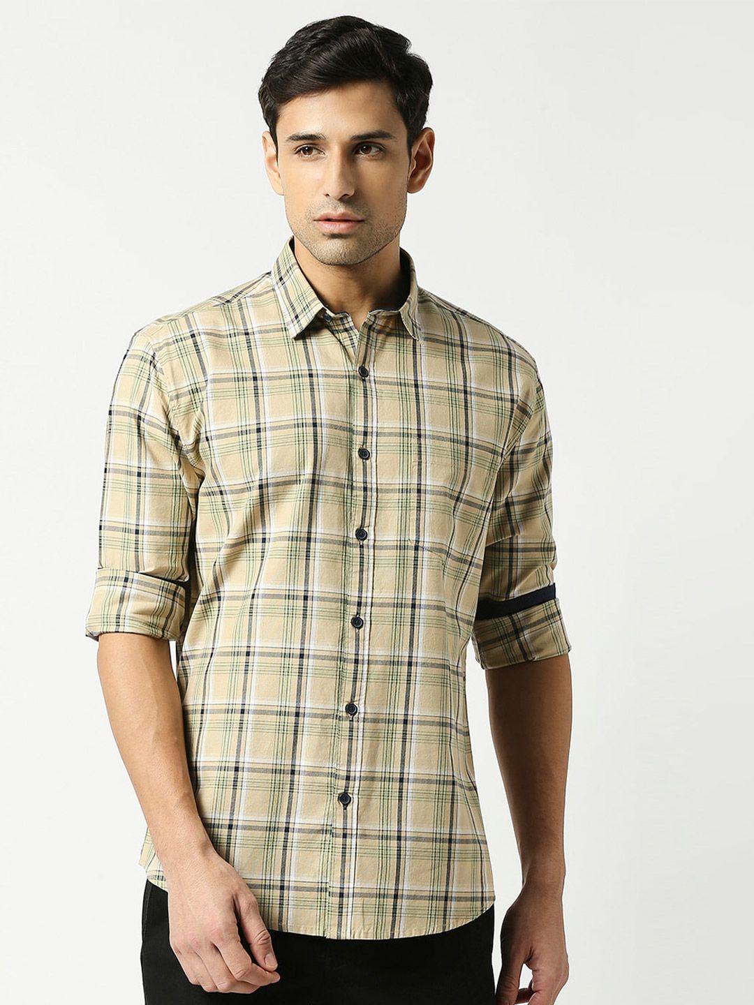 dragon hill tartan checked slim fit oxford cotton casual shirt