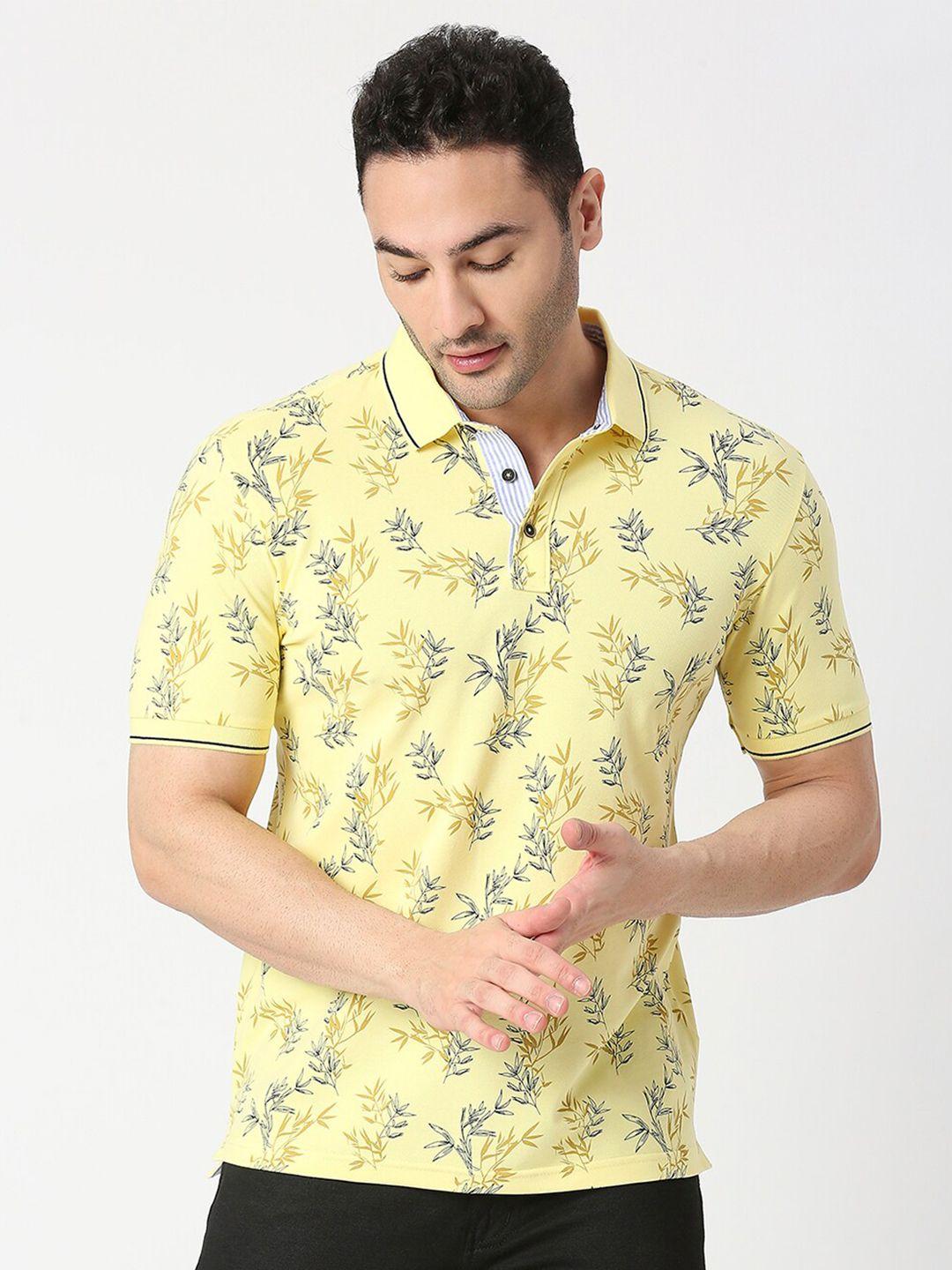 dragon hill tropical printed polo collar slim fit t-shirt