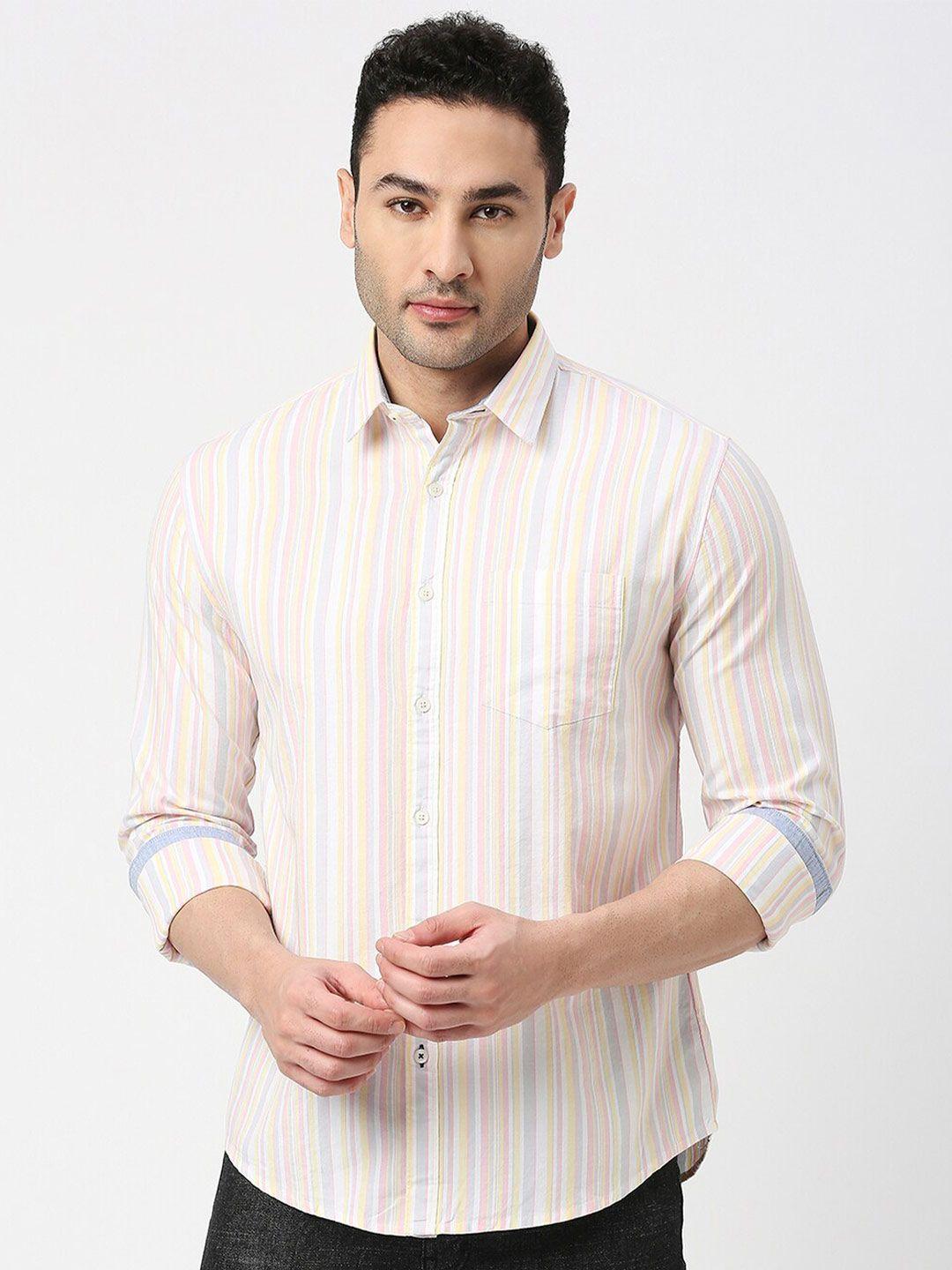 dragon hill vertical striped slim fit cotton casual shirt