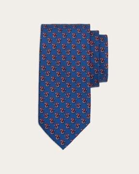 dragon print silk tie