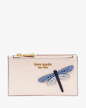 dragonfly embellished small slim bi-fold wallet